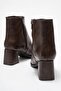 Women's Simple Elastic Pointed Toe Heeled Boots Brown Skin - 4
