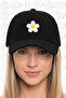 Daisy Embroidered Hat – Black 100% Cotton Gabardine Unisex Model - 2