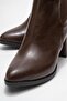 Women's Simple Elastic Pointed Toe Heeled Boots Brown Skin - 3