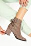 Thick-Heeled, Back-Zipped, Fancy Jurdan Sole Boots-Mink Suede-Tnr0210 - 3