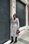 Women's Gray Oversized Belted Premium Cashmere Coat |   Wide Fit & Pockets Mlb077 - 7