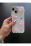 Apple iPhone 13-14 Compatible Pink Butterfly Pattern Transparent Case Glitter Anti-Shock Cover - 4