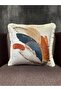 Silk Velvet Cream-Tile-Petroleum Blue Color Embroidered Cushion Cover 43X43Cm - 2