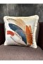 Silk Velvet Cream-Tile-Petroleum Blue Color Embroidered Cushion Cover 43X43Cm - 3