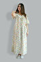 Printed Cotton Multicolor Nighty - Lace Neck