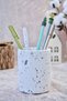 (Brown) Terrazzo Seven Piece Office Set |   Pen Holder Memo Pad Holder Business Card Holder Flower Pot Succulent - 4