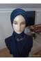 Dark Navy Blue Drapesi Glitter Scarf Type Shawl Model Ready Veil Ready Shawl Ready Turban - 2