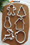 6-Piece Christmas Cookie Cutter Set Santa Claus Snowman Tree Reindeer House Man Ginger Gingerbread - 5