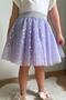 Girl's Tutu Skirt with Glittery Heart Pattern and Elastic Waist, Ages 5-10, Lilac - 3