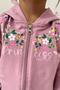 Girl's Tracksuit Set with Colorful Floral Pattern and Zipper, Ages 1.5-5, Dried Rose - 2