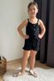 Girl's Jumpsuit with Shorts Buttoned Belted Waist 4-9 Years, Black - 3