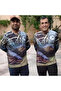 Long Sleeve T-Shirt with Carp Fish Figure - 4