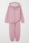 Girl's Tracksuit Set with Colorful Floral Pattern and Zipper, Ages 1.5-5, Dried Rose - 3