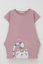 Girl's Tunic Dress Friendship Themed Princess Kitten Printed Age 1.5-5, Dried Rose - 4