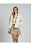 Women's Plush Hooded Ornamented Buttoned Jacket Lined Coat Coat