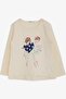 Girl's Long Sleeve T-Shirt Sequined Girl Printed 2-6 Years, Cream - 3