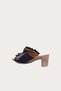 Shoes Navy Blue Leather Women's Heeled Slippers 01Wn4001 - 4