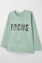 Boy's Long Sleeve T-Shirt Slogan Themed Letter Printed 6-12 Years, Aqua Green - 5