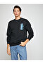 Basic Sweatshirt Crew Neck Space Printed