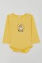 Boys' snap-fastened bodysuit with "Teddy Bear with Glasses" print, 9 Months–3 Years, Yellow