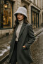 Women's Gray Wool Felt Bucket Hat Spk1147 - 3