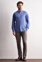 Blue Button Collar Knitted Long Sleeve Product Slim Fit Stretchy Shirt 1004255270 - 2