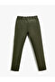 Fabric Carrot Trousers with Button Detail and Pockets - 2
