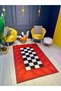 Mosso Retro Checkered Red Wavy Pattern Woven Base Modern Decorative Carpet Mosso131 - 4