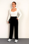 Stretch Fabric Velcro Closure Palazzo Woven Pants AW25PL0006 - 7