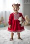 Red Baby Girl Eid 23 April Dress with Lace and Ribbon Detail