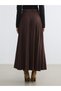 Alita City Lcw Modest Brown Suede Look Plain Long Women's Skirt with a Difference - 4