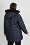 Women's Navy Blue Wool Inside Curly Puffer Coat - 5