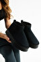 Black Suede Thick Sole Boots with Wool Inside