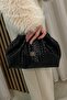 Fibag Black Knitted Look Medium Size Crossbody Portfolio Bag with Gold Accessories - 3