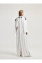 Ecru Dress with Applique Lace - 3