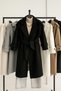Women's Navy Blue Hijab Coat Long Winter Belted Stylish Overcoat Coat - 6