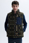 Men's Navy Blue Stand Collar Jacquard Reversible Puffer Vest