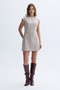 Women's Mink Color Short Sleeve Mini Dress