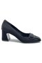 Feles Button Detailed Blunt Toe Heeled Women's Shoes Black - 2