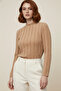 Women's Textured Stretchy Knitted Ruffle Fabric Turtleneck Blouse - 5