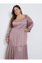 Plus Size Lurex Sweetheart Neck Maxi Dress - 3