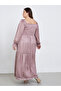 Plus Size Lurex Sweetheart Neck Maxi Dress - 5