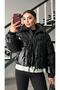 Black waist gathered shiny puffer jacket - 4