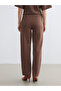 Lcw vision brown narrow fit women's suede look pants - 4