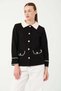 Hatunatila Crochet Shirt Collar Pocket Detail Look Cashmere Jacket 7859 Black - 5