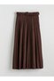 Alita City Lcw Modest Brown Suede Look Plain Long Women's Skirt with a Difference - 5