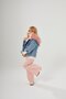 Girl's Plush Pink Hooded Detailed Denim Jacket - 7