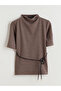 Peak New Season Mock Neck Belted Waist Blouse - 5