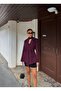 Plum Waist-Fitted Shawl Detailed Design Blazer Jacket - 2