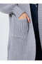 Grey Chunky Knit Cardigan with Patch Pocket - 3
